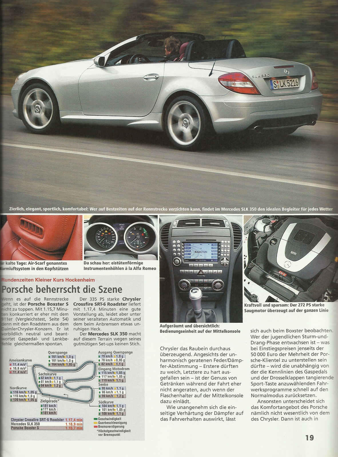 Porsche 987 Boxster S vs Mercedes SLK 350 vs Chrysler Crossfire (Sport ...